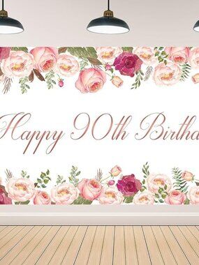 90th birthday party supplies - banner, table scatters, cake‎ picks